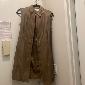 Good condition long length zipper leather jacket
